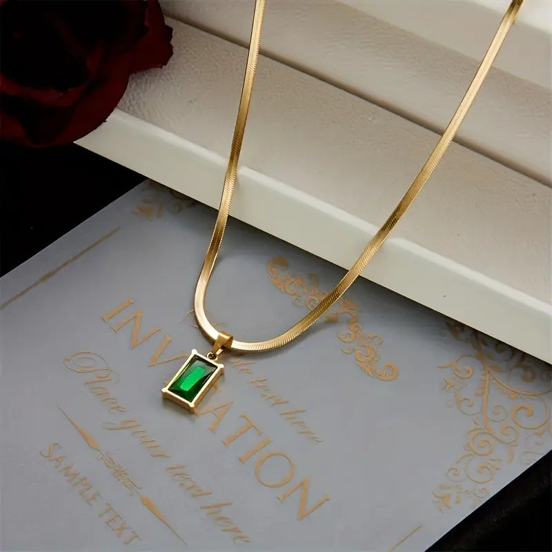 Women’s 3-Piece Green Zirconia Snake & Collarbone Jewelry