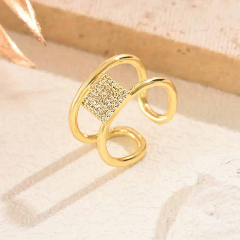 Elegant Gold Cubic Square Geometric Jewelry